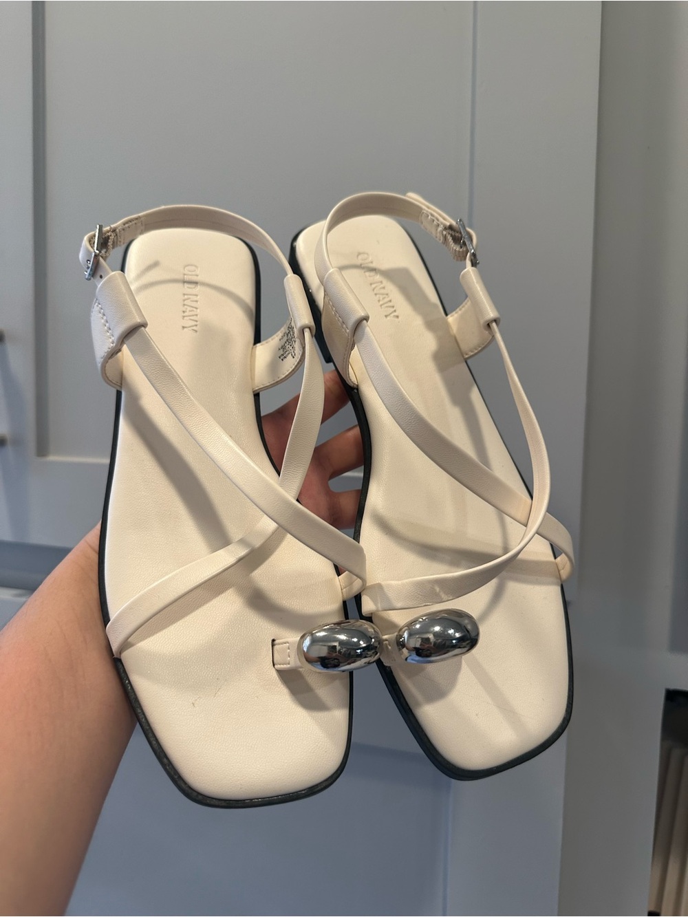 Old Navy Cream Strappy Toe-Ring Sandals - Size 6.5 - Barely used, Like NEW